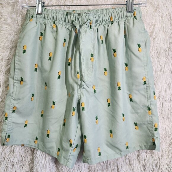 Mens Mint Green Swim Shorts With Pineapple Print By Old Navy Size XSm - Picture 1 of 7